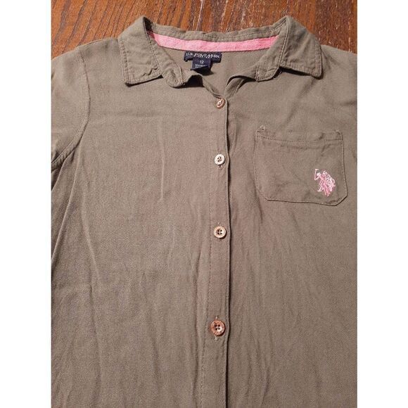 Girls Size 12 US Polo Association High Low Shirt Dress Button Front Long Sleeve - Picture 3 of 7